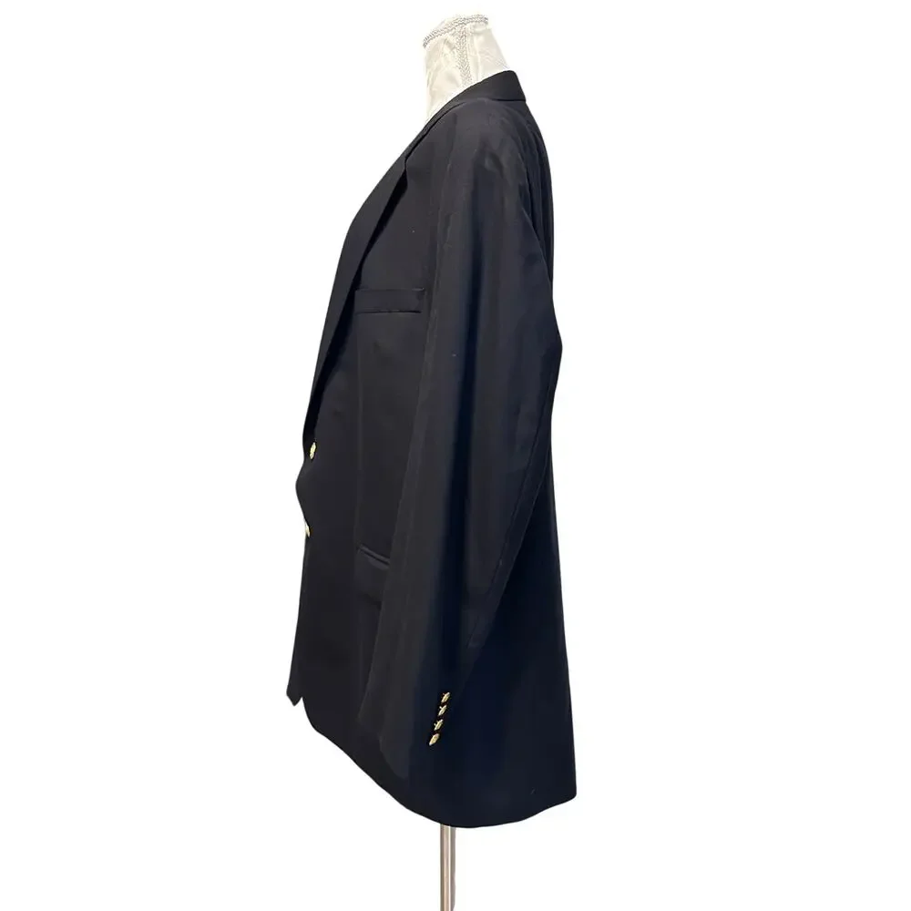 Lauren Ralph Lauren Vintage 90s Navy Blue Wool Two Button Blazer Mens 50R